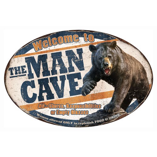 RIVERS EDGE MAN CAVE BEAR TIN