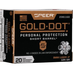 SPEER GOLD DOT SHORT BBL 9MM