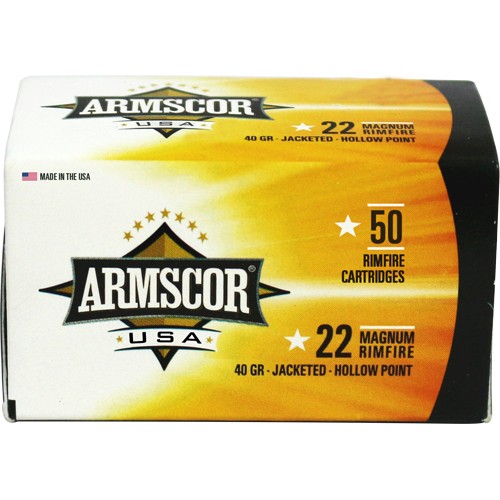 ARMSCOR 22WMR 40GR JHP 1838FPS
